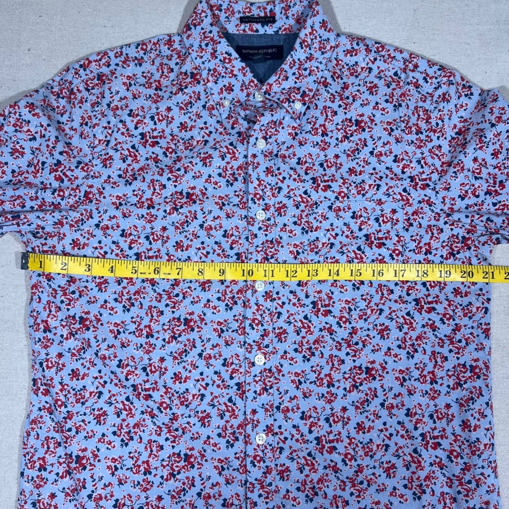 Banana Republic Mens Floral Untucked Fit Button Down Shirt - Size M - Picture 5 of 8